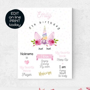 Unicorn birthday decorations | INSTANT DOWNLOAD | Birthday board sign | Unicorn birthday party | A104