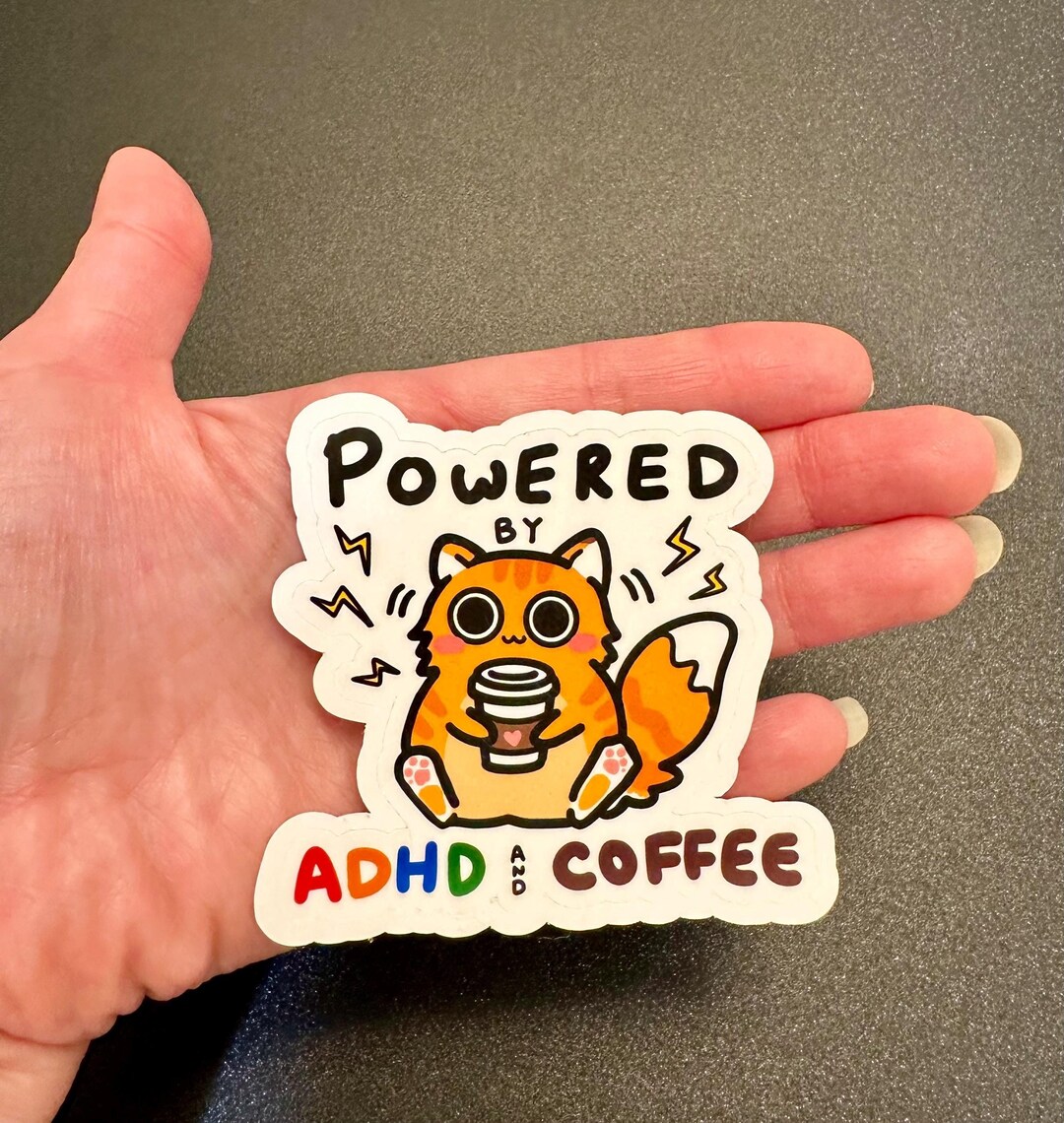 Fun Adhd Sticker Cute Cat ADHD Sticker - Glossy Vinyl Sticker - Waterproof Sticker ...