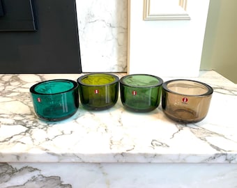 ONE Iittala VALKEA Tea Light Votive Candle Holder, Harri Koskinen, Finland, Sea Blue, Moss Green, Pine Green OR Linen Available, Boxes