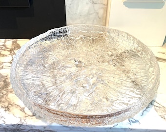 Iittala LUNARIA Tapio Wirkkala 15.5" Bowl, Textured Glass Display Bowl / Bandeja para servir, Finlandia 1971-1992, 3449
