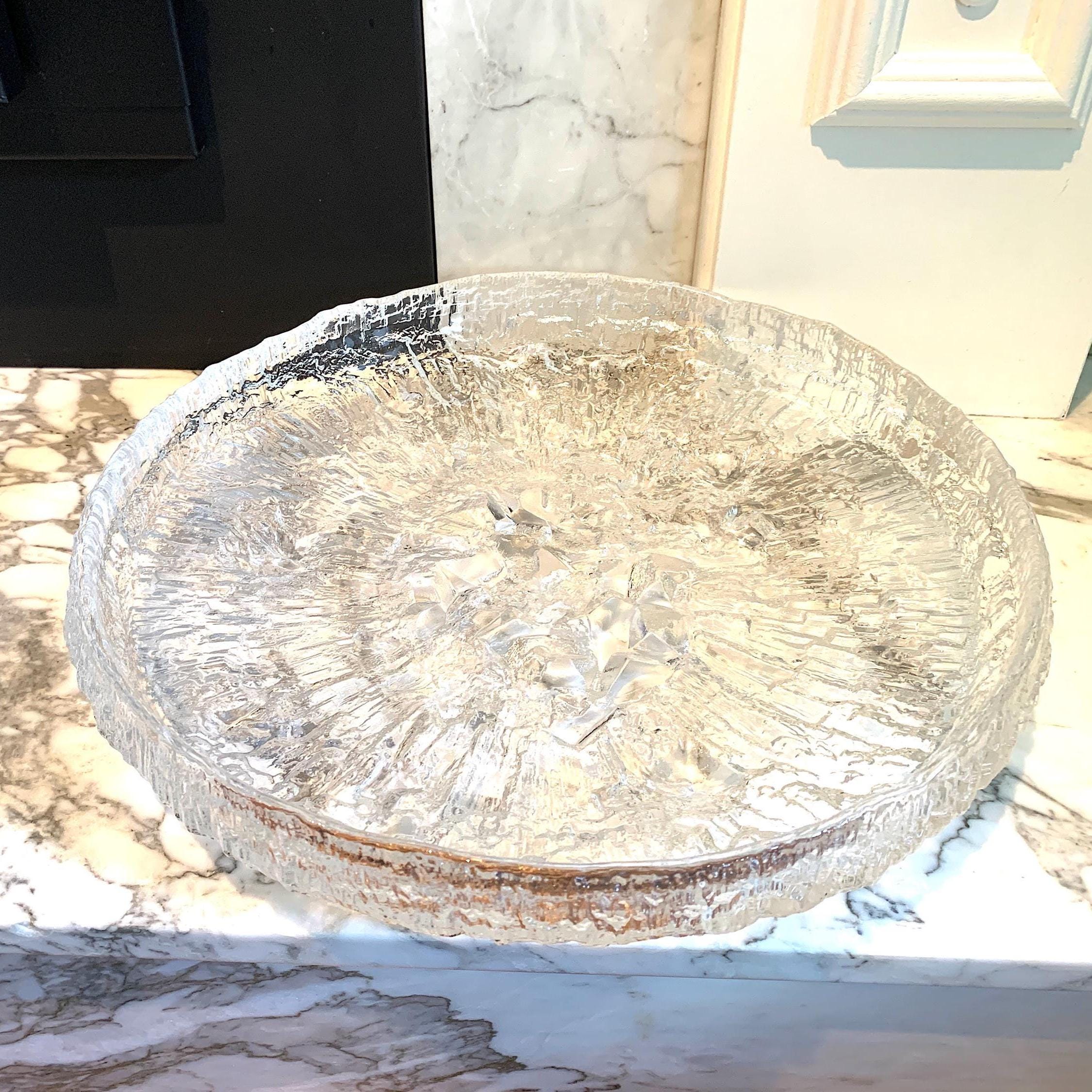 Tapio Wirkkala “Lunaria” Glass Bowl 3449 Ice Glass Lunar Bowl by Tapio Wirkkala for Iittala, 1972 for sale