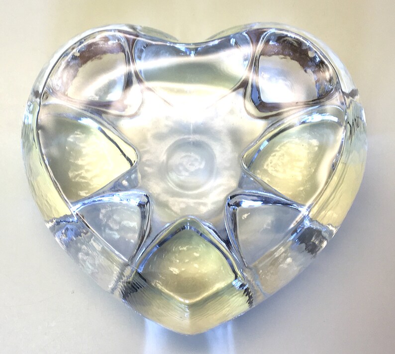 GEORGSH\u00dcTTE Heart Tealight Teapot Warmer Coffee WARMER Handmade Table Centerpiece Rechaud Plate Warmer Germany Lead Crystal