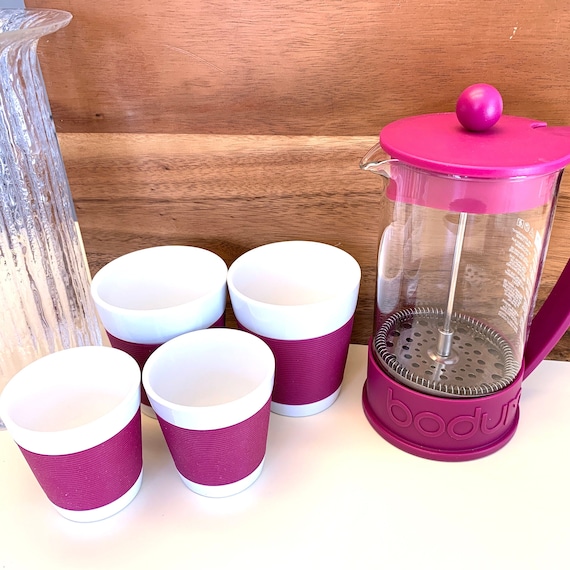 Magenta Bodum Brazil French Press 34 ounce 8 cup Coffee Maker PLUS Two 3 Canteen Double Walled Cups Two 4 Canteen Double Walled Cups Etsy UK