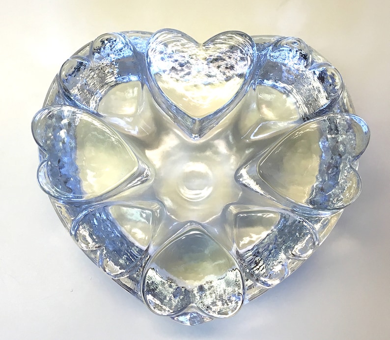GEORGSH\u00dcTTE Heart Tealight Teapot Warmer Coffee WARMER Handmade Table Centerpiece Rechaud Plate Warmer Germany Lead Crystal