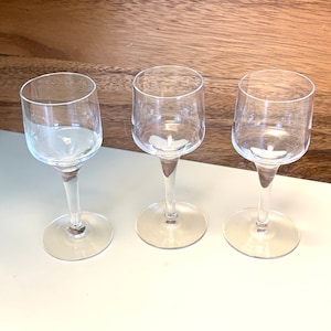 THREE Orrefors RHAPSODY 4.25&quot; Cordial Glasses, Clear, Swedish artist Sven Palmqvist, 1960