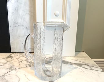 IITTALA KALINKA Pitcher, 36 oz, 7 5/8 Inches Tall, Timo Sarpaneva Ahlstrom, Nuutajarvi, Finland 1980s