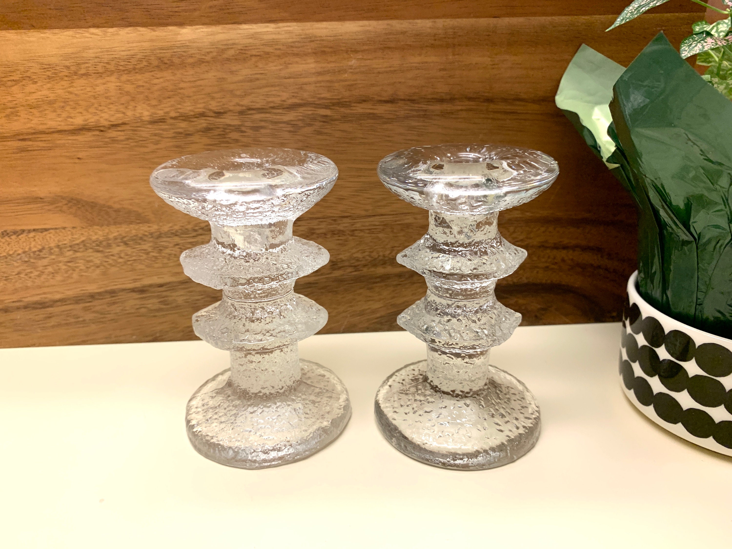 PAIR of Iittala FESTIVO TWO Ring Candlesticks, design Timo