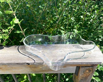 Iittala ALVAR AALTO 15 Inch Large Mouth Blown Glass TRAY, Finland, SIgned and Numbered