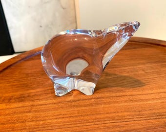 Vintage Folke Walving Målerås Crystal Polar Bear Sculpture, Polar Bear Figurine, Paperweight, Vintage Scandinavian Design, Signed