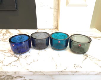ONE Iittala VALKEA Tea Light Votive Candle Holder, Harri Koskinen, Finland, Ultramarine Blue, Rain, Turquoise OR Grey Available, Boxes