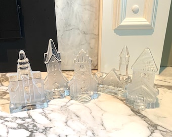 ONE NYBRO Glasbruk  Church Tealight / Votive Holder, Hand Made in Sweden, design by J & S BRATTSTROM, Five Different Shapes Available