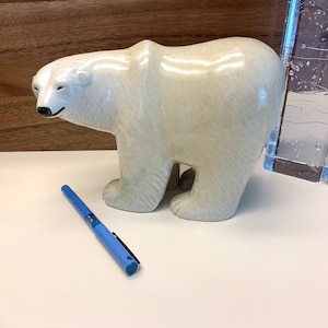 Lisa Larson 6" Height Polar Bear (Isbjörn), Gustavsberg Lilla Skansen, Nordic Zoo Series - Mid-century 1976 production