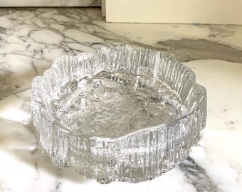 Iittala Seita Icicle 5 Inch Crystal Bowl/ Ashtray, Tapio Wirkkala, Finland , 1960's