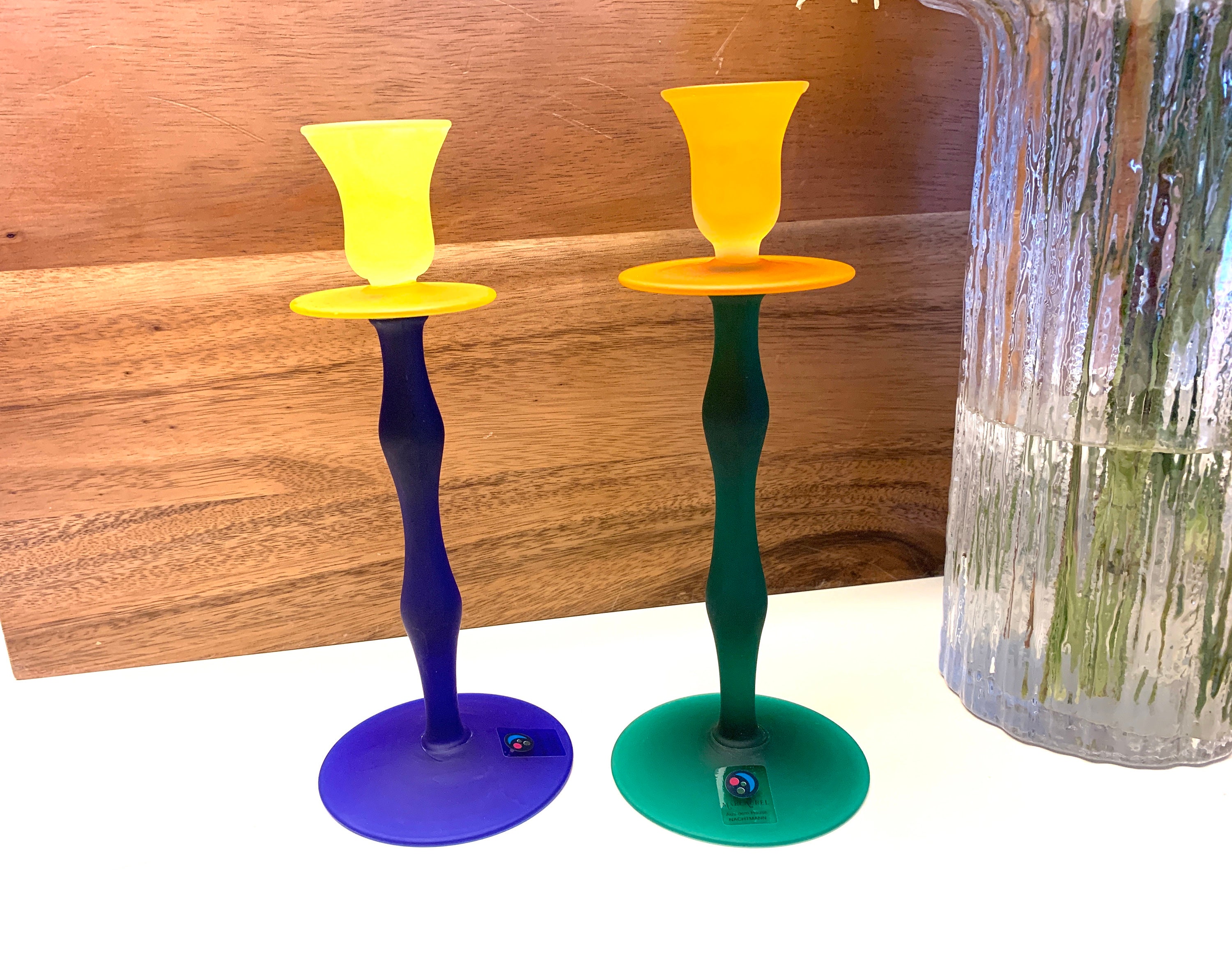Marc Aurel Multi Colored Candleholder, Nachtmann Crystal, Germany, Original Labels