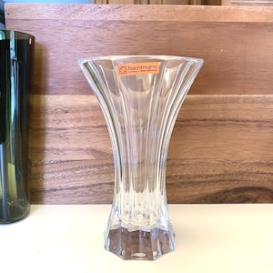Nachtmann 8.5&quot; SAPHIR Crystal VASE, RIEDEL, Germany, Original Label, Etched Nachtmann to Base