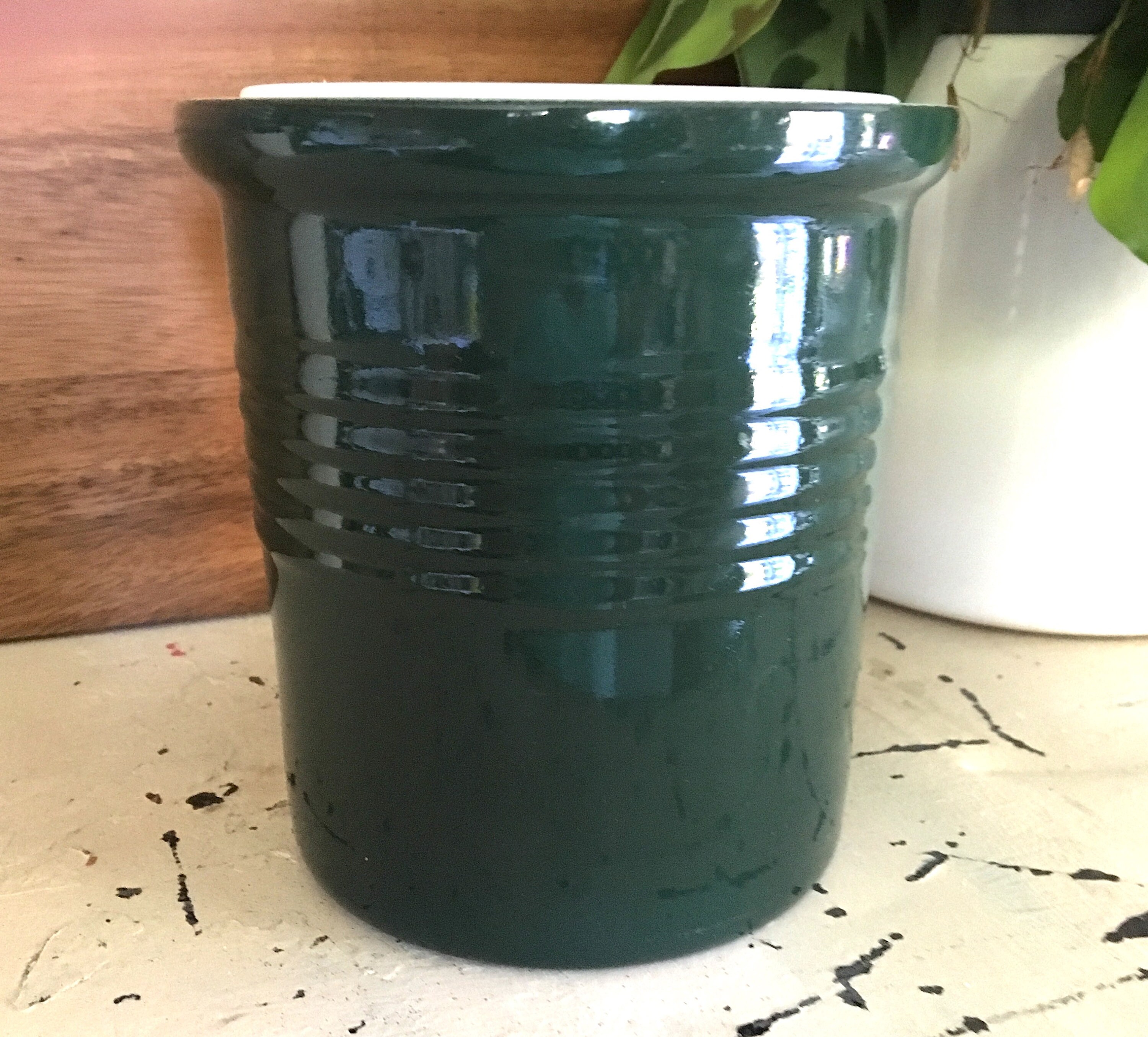 Vintage Green Crock with Liner for Kitchen Utensils Family Etsy