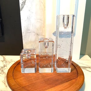 SET of Three IITTALA ARKIPELAGO Square Rectanguar Candleholders, Candlesticks, Timo Sarpaneva, Finland