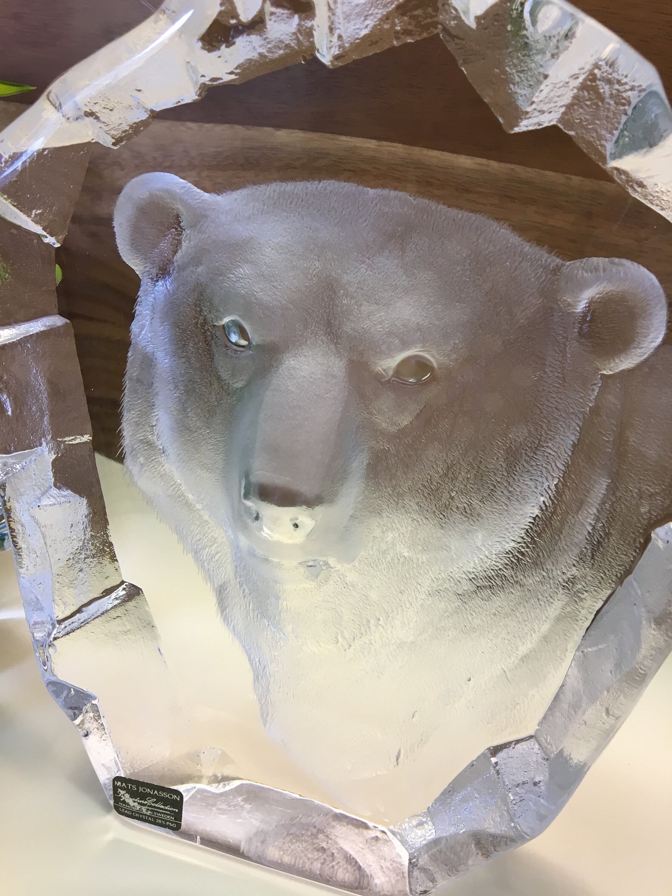 Rare MATS JONASSON 8.75 Inches Tall Crystal Polar Bear Head