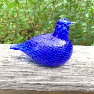 Signed Vintage Oiva Toikka Bluebird (sinisulka) Glass Bird, Rare