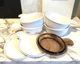 Conjunto de quatro tigelas P-150-B, Grab-It Bowls, mais 1 tampa de vidro e 2 tampas de plástico.