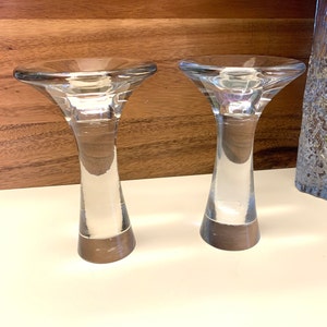 PAIR of Iittala TAPIO WIRKKALA Glass Candlesticks, #3412, Signed