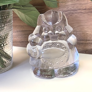 Lars Hellsten Viking SKRUF Glasbruk Crystal Figurine, Paperweight, Bookend, Signed and Original Label