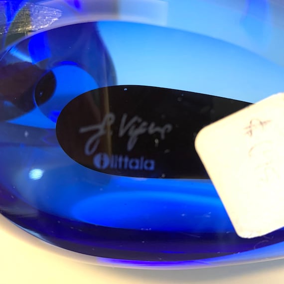 Vintage Iittala Giorgio Vigna Large Contrasti Blue Glass Bird