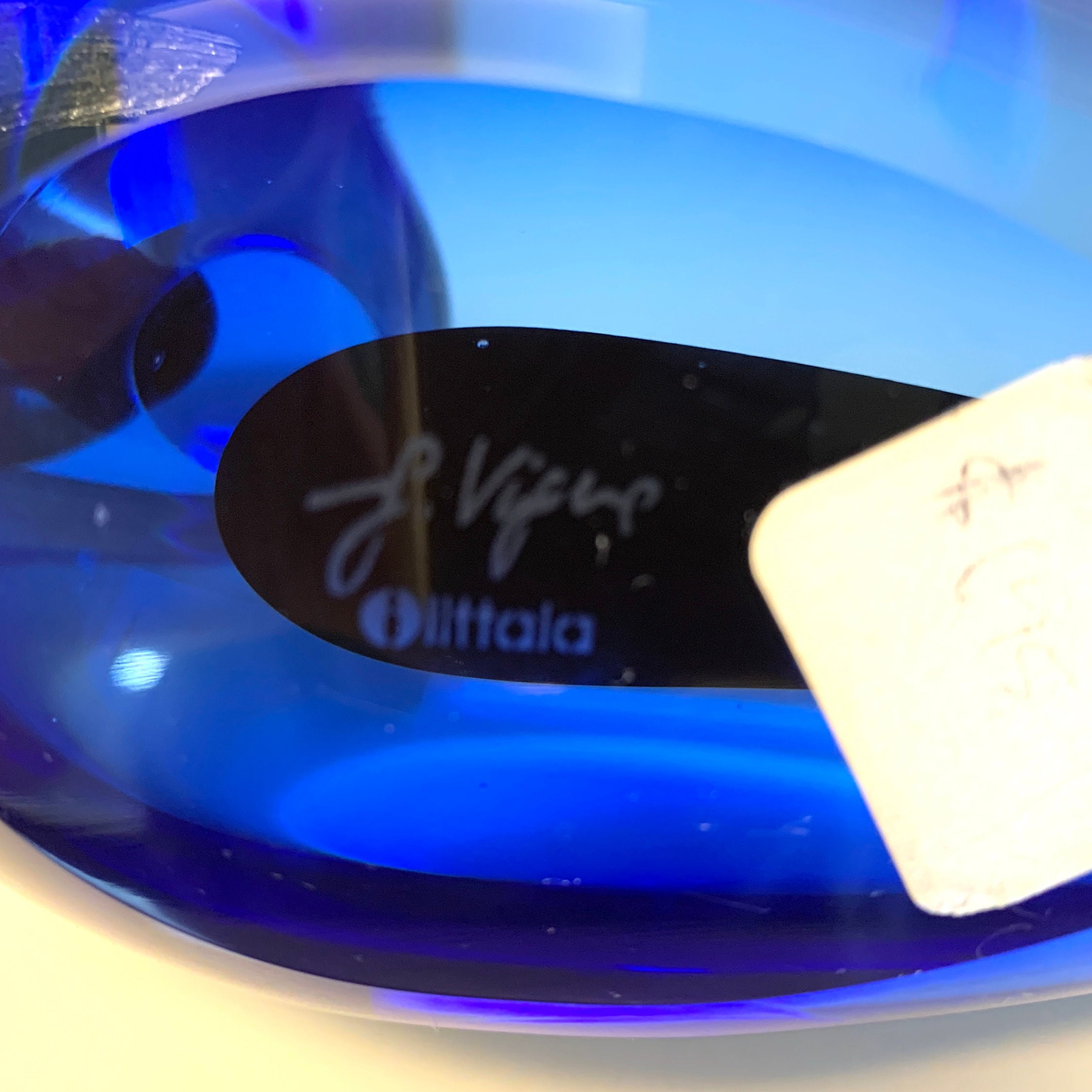 Vintage Iittala Giorgio Vigna Large Contrasti Blue Glass Bird