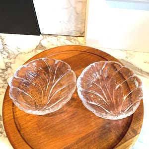 One Pair ORREFORS EDEN 5.5" Round Leaf Bowls, Lars Hellsten, Sweden, 1980's, Scandinavian Glass, 3 Sets of Two Bowls Available