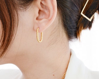 Rectangle hoop, Rectangle gold hoops, Square gold earrings hoop earrings, Gold hoops, Classic hoops, square good hoops, modern hoops