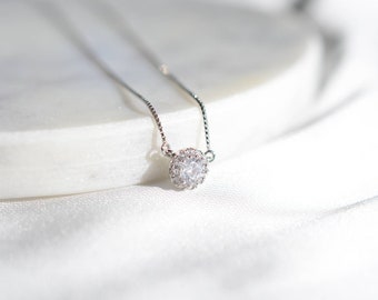 zircon Necklace-pendant necklace-Dainty crystal Necklace