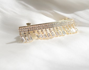 Wedding Barrette, Cubic Zirconia Barrette, Bridal Rhinestone Clip Crystal, Wedding Crystal Hair Clip, hair pin, hair clip.