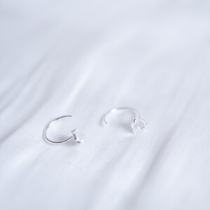 CZ Helix Piercing, Tiny Helix Earring Hoop,Helix Cartilage Earring image 3