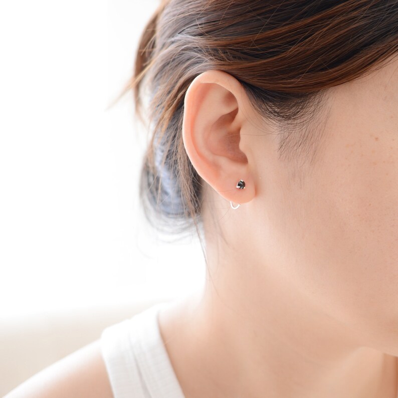 CZ Helix Piercing, Tiny Helix Earring Hoop,Helix Cartilage Earring image 1