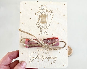 Einschulung Geschenkkarte Holz | Kitakind Geldgeschenk | Holz Karte | Holzkarte | Wunscherfüller | frilly designs