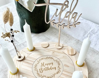 Personalized wooden birthday plate for children | Birthday ring | Table decoration birthday | Birthday plate | frilly designs