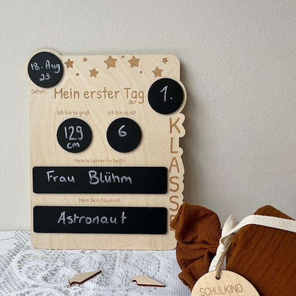 Erster Schultag Einschulung 2023 Deko Tafel Schulanfang Geschenk Schulkind Schulkind Personalisiert | frilly designs