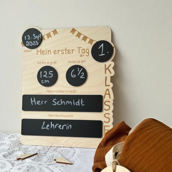 Erster Schultag Einschulung 2023 Deko Tafel Schulanfang Geschenk Schulkind Schulanfang Schulkind Personalisiert | frilly designs