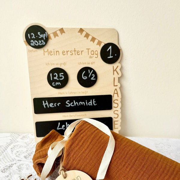 Erster Schultag Einschulung 2023 Deko Tafel Schulanfang Geschenk Schulkind Schulkind Personalisiert | frilly designs