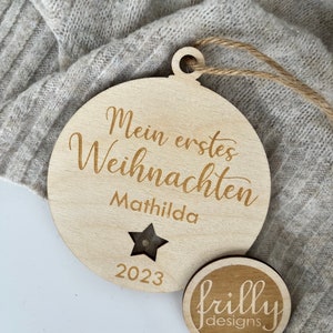 Personalisierte Names Erstes WEIHNACHTS-Kugeln, Weihnachten PERSONALISIERTES Geschenk | frilly designs