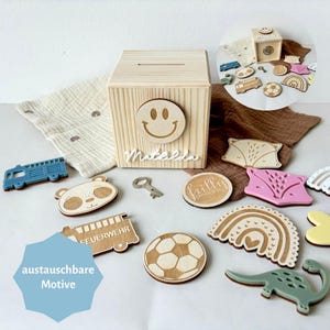 Austauschbare 3D-Spardose mit Namen für Kinder – perfektes Geschenk zur Geburt, Taufe oder Geburtstag, individuelles Design | frillydesigns