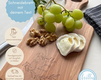 Individualisiertes Schneidebrett Akazienholz, Bucheholz, graviert, Weihnachtsgeschenk, Hochzeitsgeschenk - frilly designs