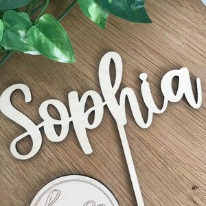 Einhorn Cake Topper Personalisiert wunschname Einhorn Geburtstag Sterne Zahl Holz Kuchenstecker Geburtstag Kind | frilly designs afbeelding 6