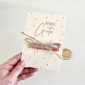 Wooden gift card Cash gift Wooden card Wooden card Wish fulfiller frilly designs Alles Gute