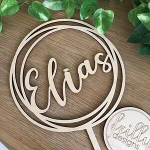 Cake Topper mit name Personalisiert Holz Happy Birthday Names Kuchentopper Geburtstagsdeko Kuchenstecker Geburtstag Kind | frilly designs