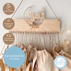 HAUSPROFI Ramadan Kalender Zum Selbstbefüllen – 30 Kraftpapiertüten (22,5x18,5 Cm) Mit Aufklebern & Holzklammern