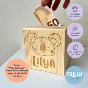 Personalisierte Spardose Holz Spardose mit Name Personalisierte Geschenk | frilly designs