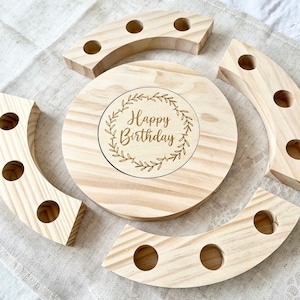 x4 sheet with 3 hole punch birthday ring with personalized milestone disc birthday wreath | Wooden birthday plate | frilly designs