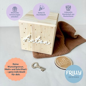 Spardose personalisiert mit 3D Name & Pünktchen Motiv | Holz Spardose | sparschwein | Taufgeschenk Personalisierte Geschenk | frilly designs image 1