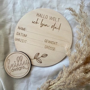 Namensschild Kinderzimmer Türschild Holzschild Babyzimmer Baby Junge Mädchen Personalisiert Geschenk Geburt Gravur | frilly designs